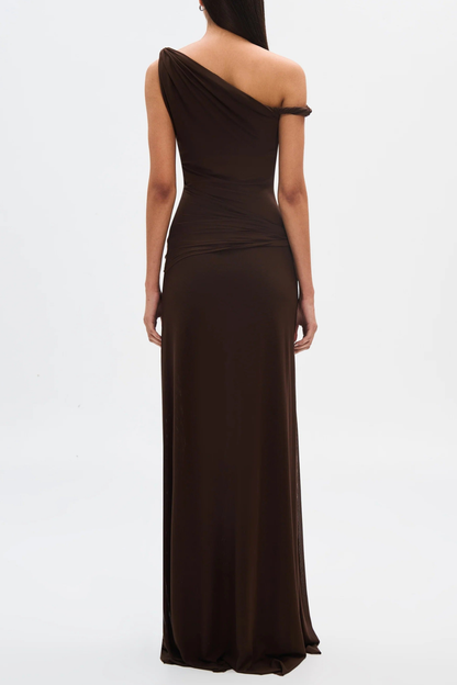 Edina Off Shoulder Twist Maxi Dress - Brown
