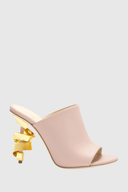 Editha Metal Spiral Mules - Pink