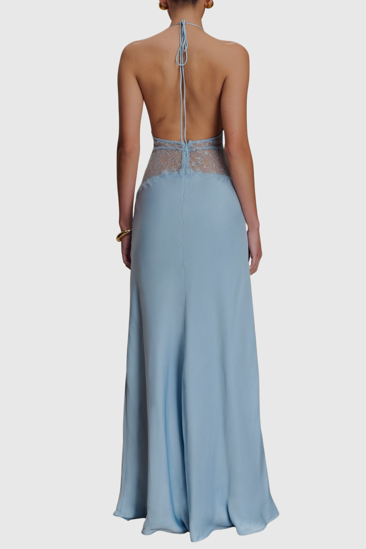 Edwiga Lace Halter Maxi Dress - Blue
