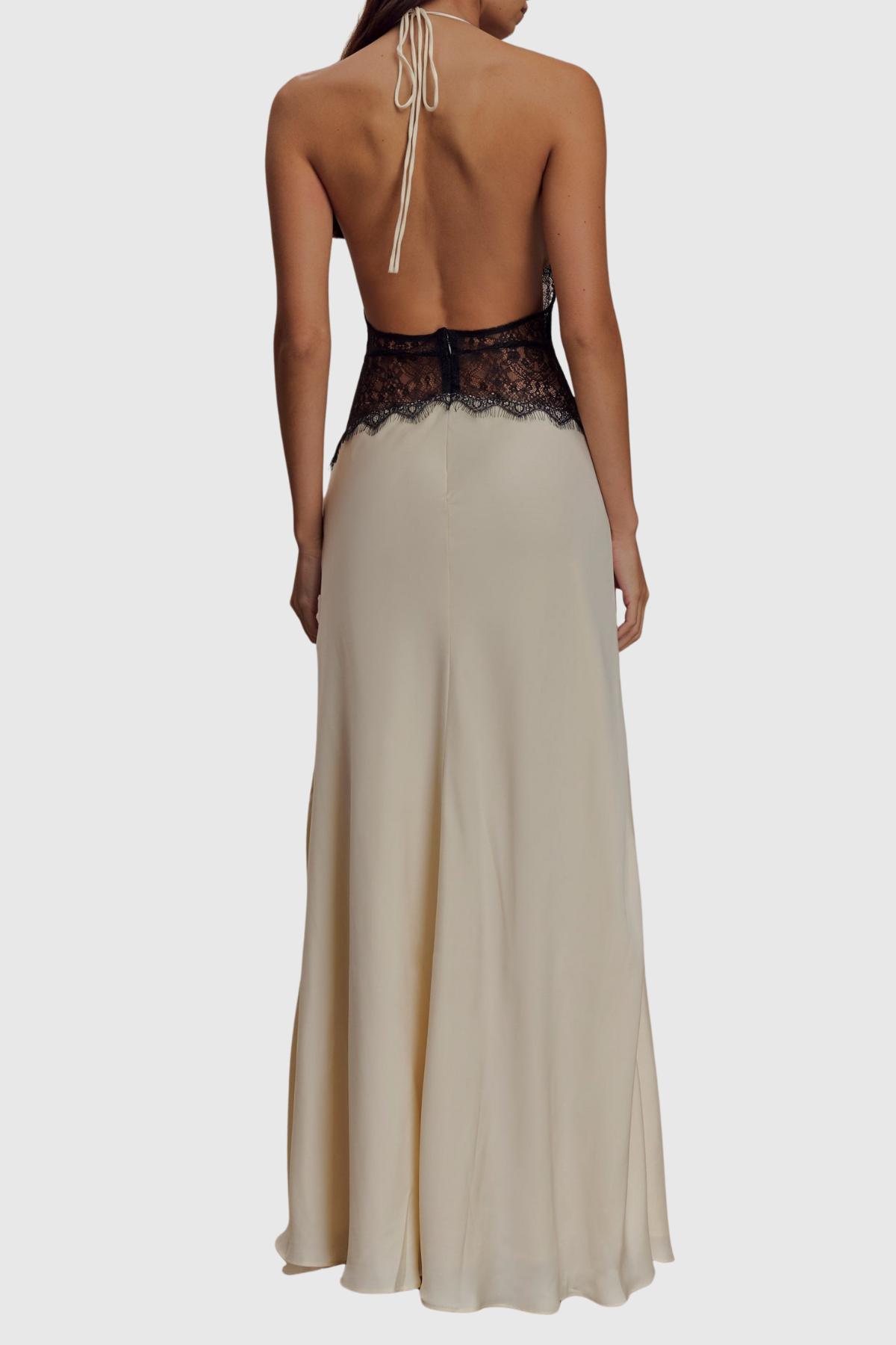Edwiga Lace Halter Maxi Dress - Champagne