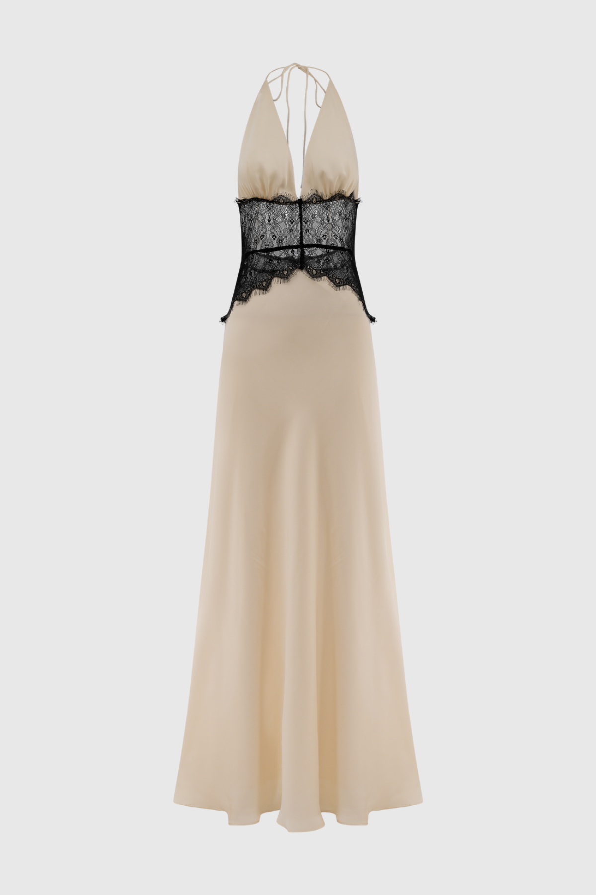 Edwiga Lace Halter Maxi Dress - Champagne