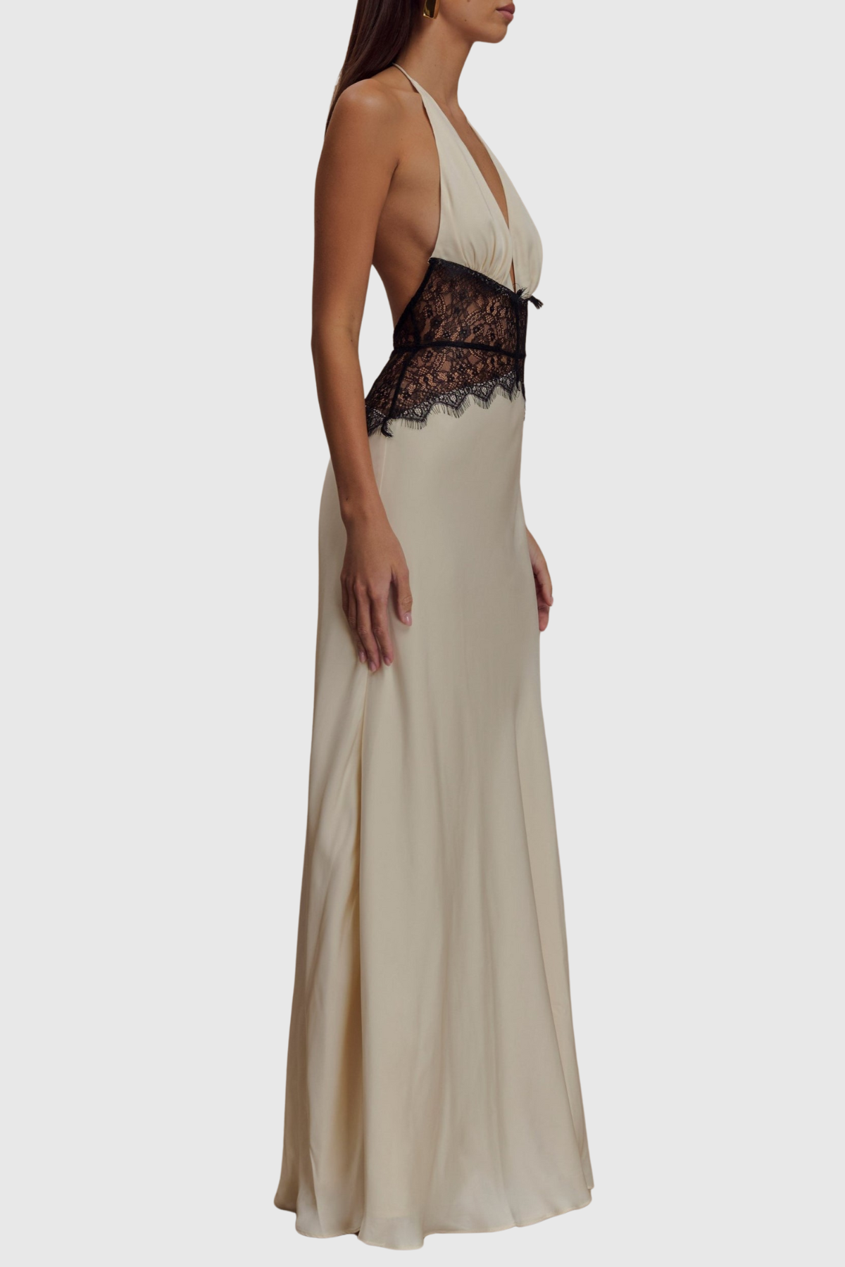 Edwiga Lace Halter Maxi Dress - Champagne