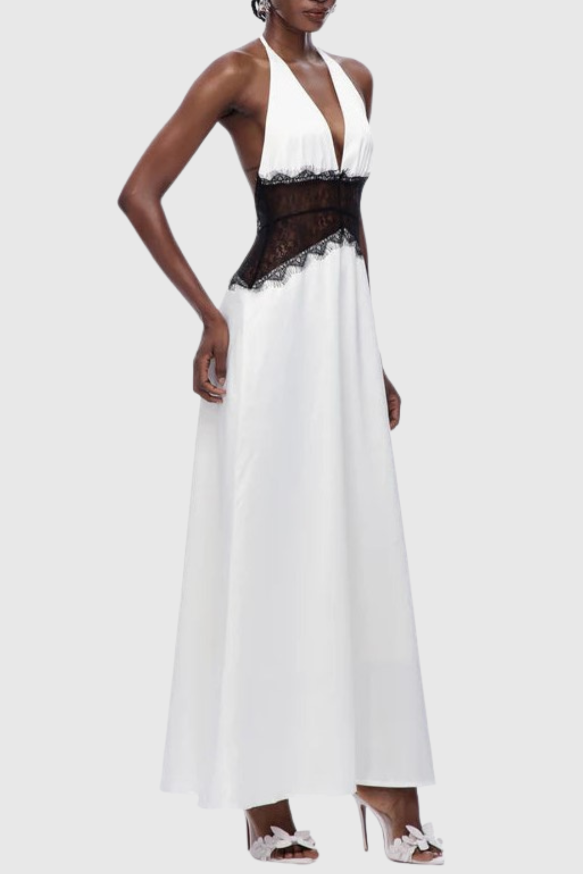 Edwiga Lace Halter Maxi Dress - White