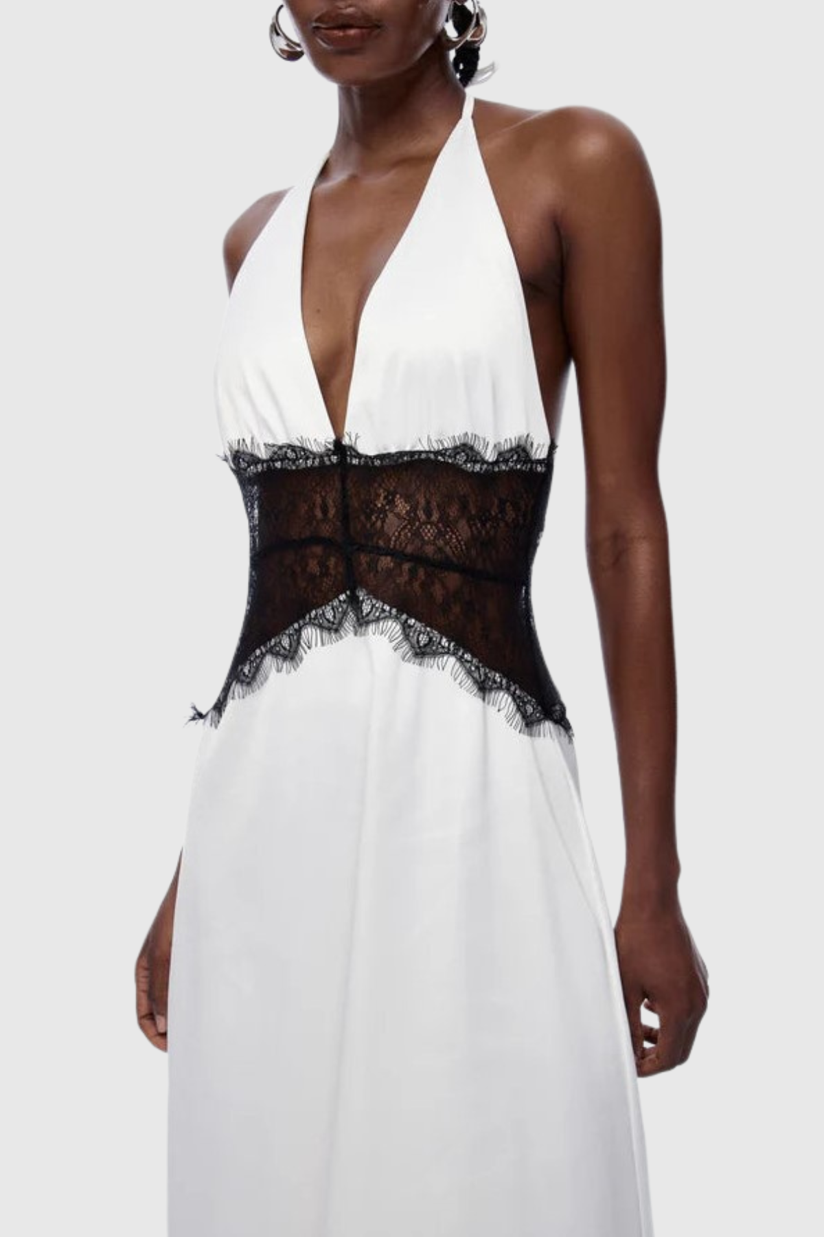 Edwiga Lace Halter Maxi Dress - White