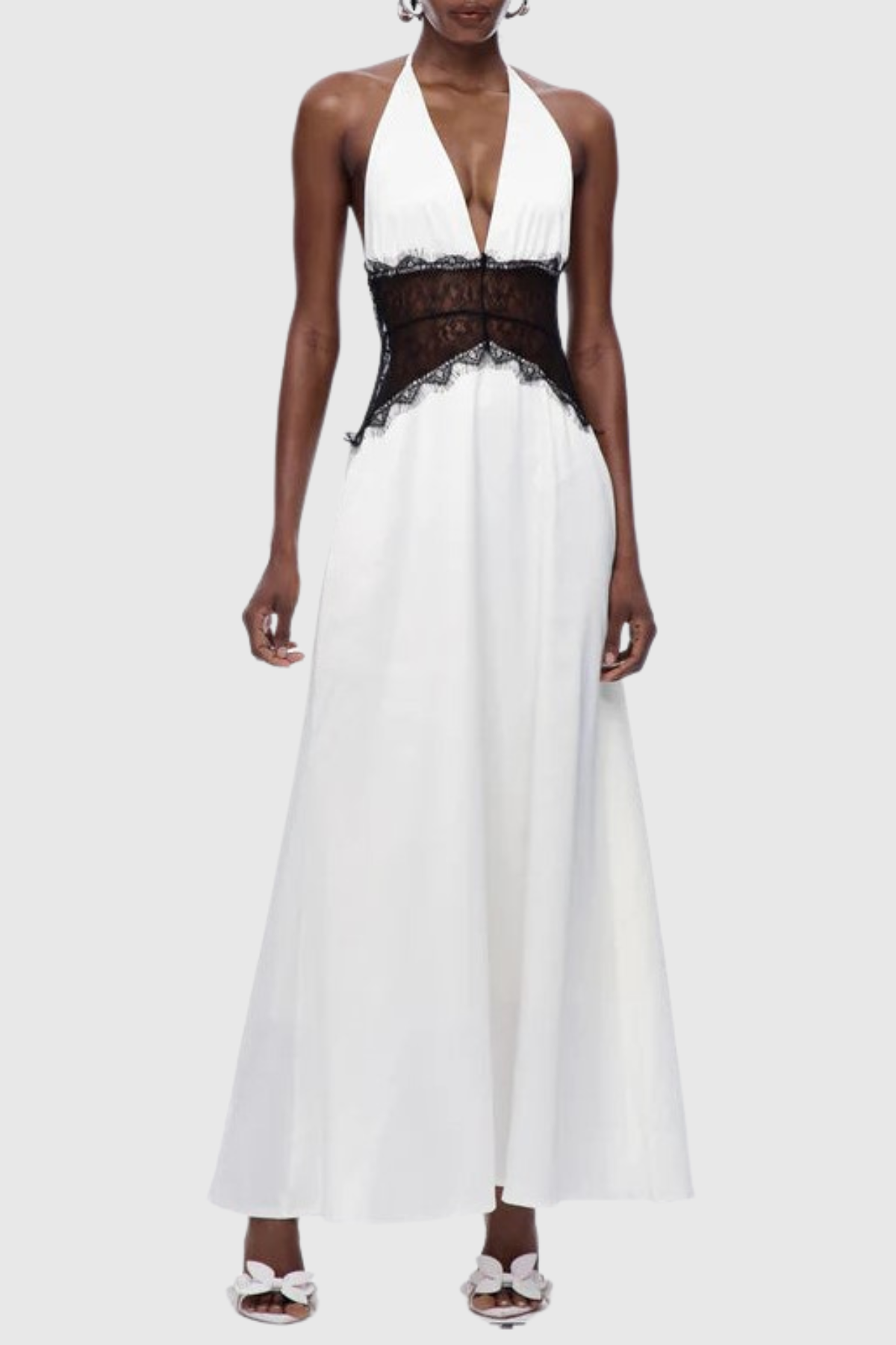 Edwiga Lace Halter Maxi Dress - White
