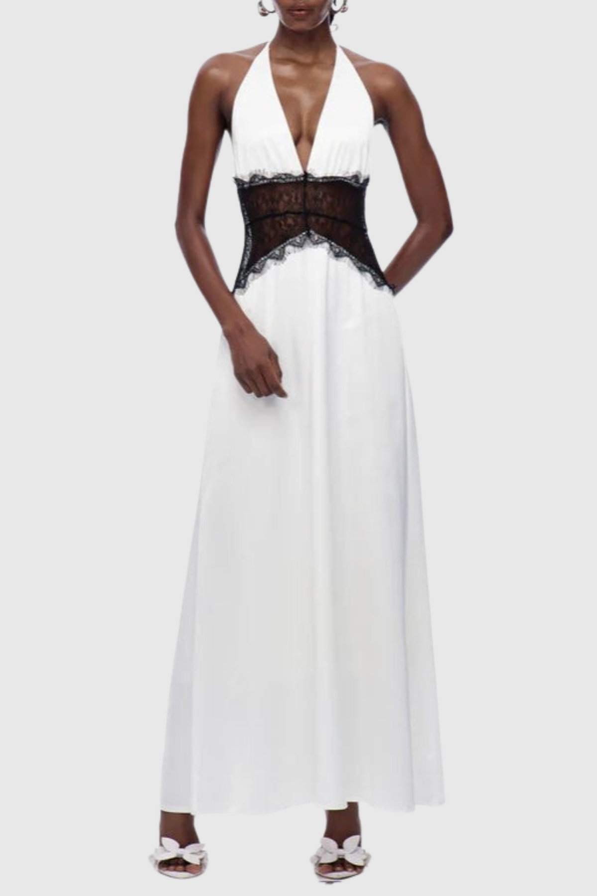 Edwiga Lace Halter Maxi Dress - White