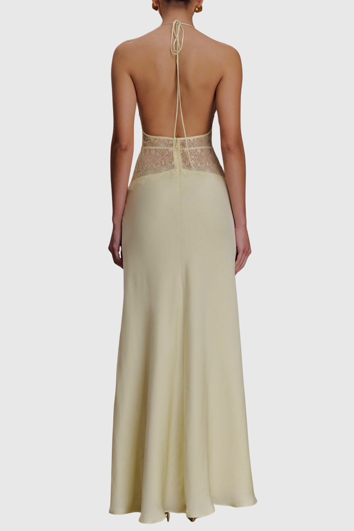 Edwiga Lace Halter Maxi Dress - Yellow
