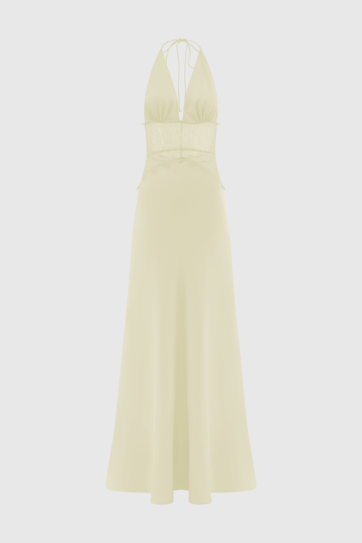Edwiga Lace Halter Maxi Dress - Yellow