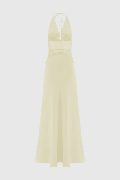 Edwiga Lace Halter Maxi Dress - Yellow