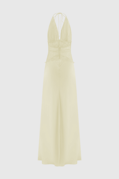 Edwiga Lace Halter Maxi Dress - Yellow