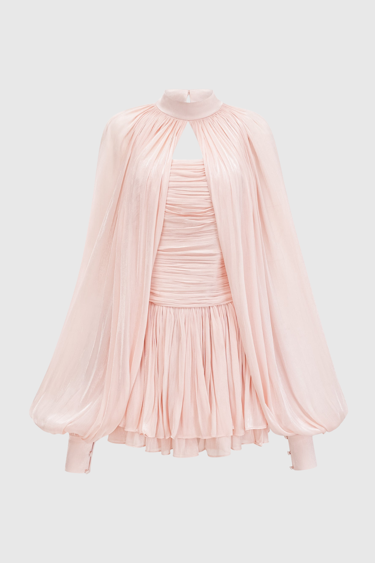 Egeria Glossy Cape & Mini Dress Set - Pink