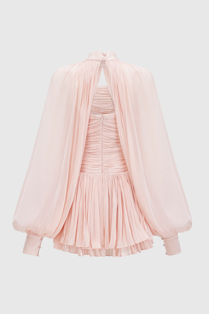 Egeria Glossy Cape & Mini Dress Set - Pink