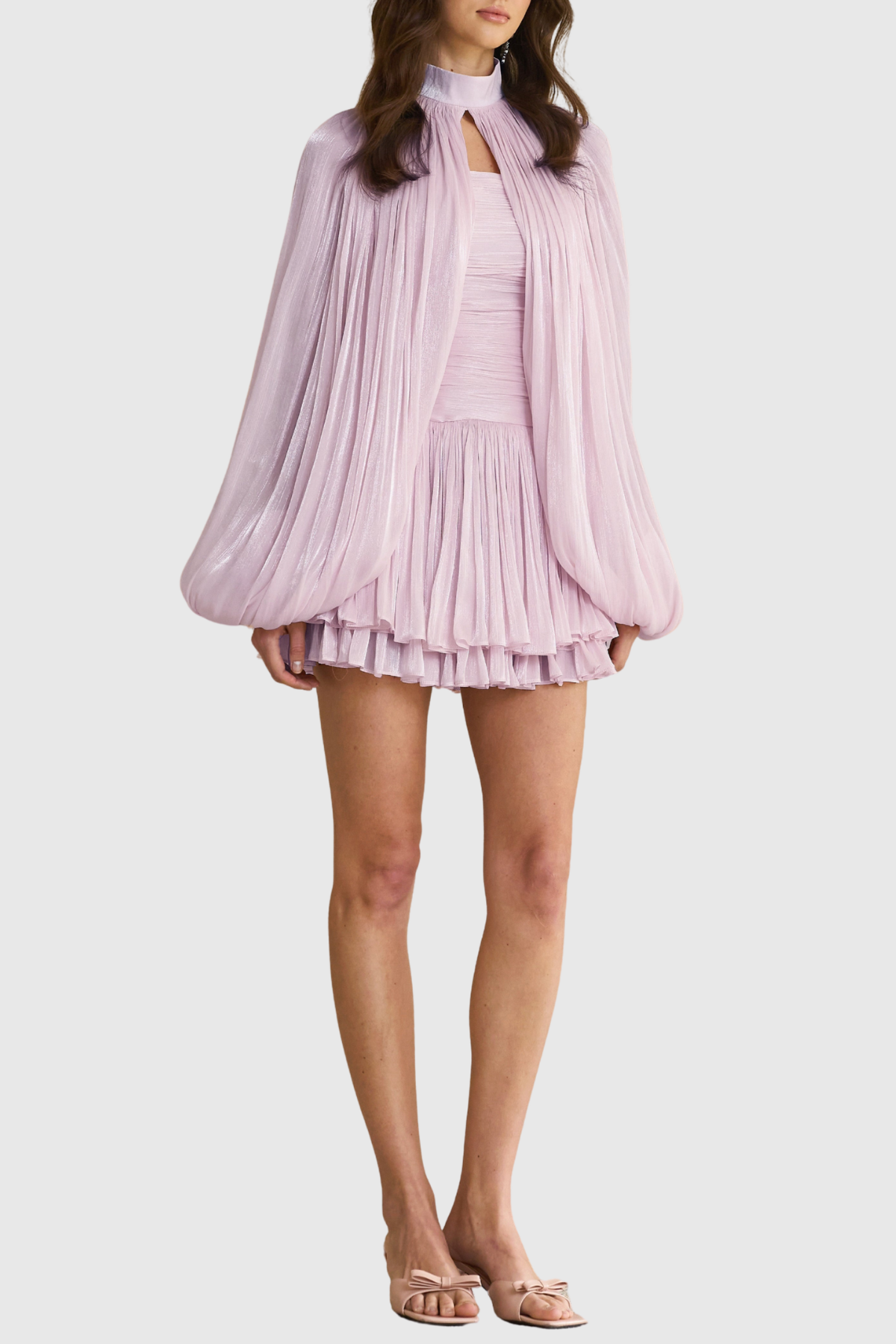 Egeria Glossy Cape & Mini Dress Set - Purple