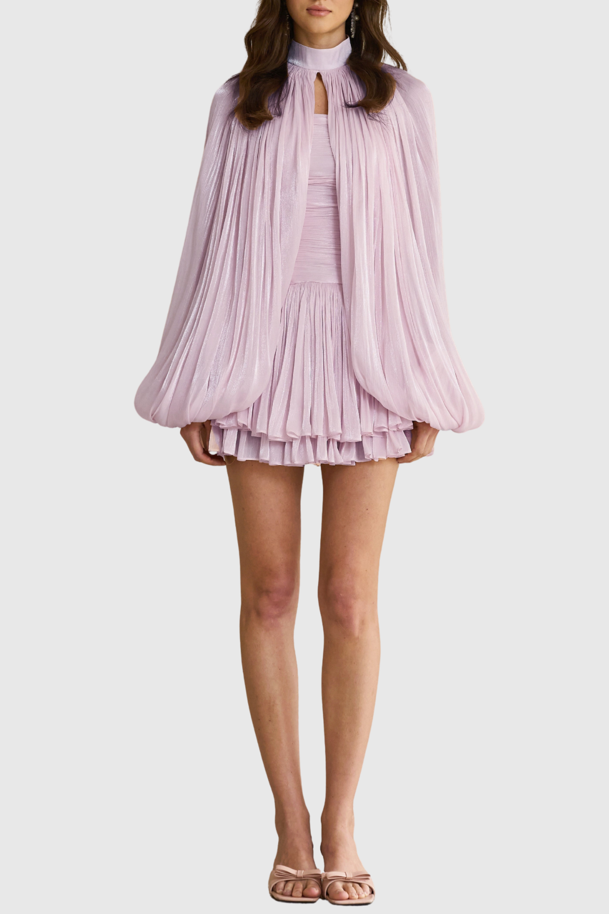 Egeria Glossy Cape & Mini Dress Set - Purple