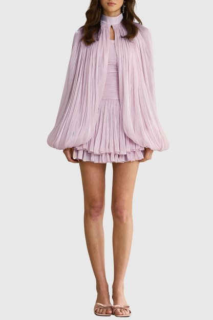 Egeria Glossy Cape & Mini Dress Set - Purple