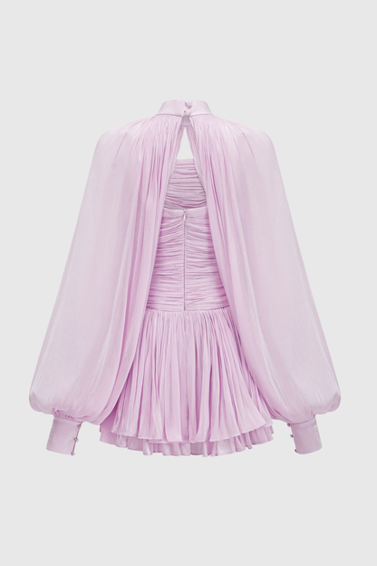 Egeria Glossy Cape & Mini Dress Set - Purple