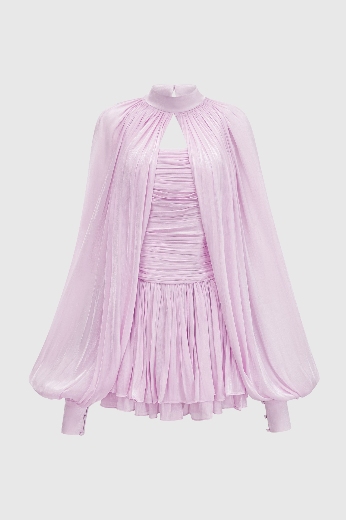 Egeria Glossy Cape & Mini Dress Set - Purple