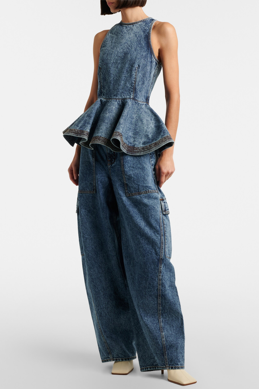 Ehaim Peplum Denim Top