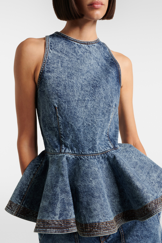 Ehaim Peplum Denim Top
