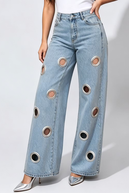 Eianne Eyelets Jeans - Blue