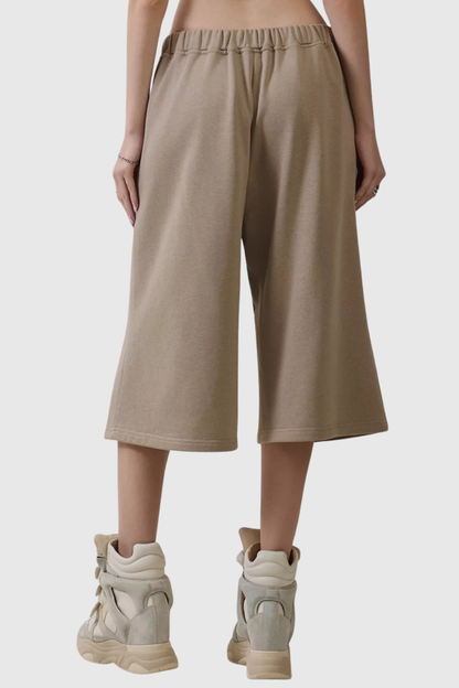 Eianne Eyelets Top & Midi Shorts Set - Khaki