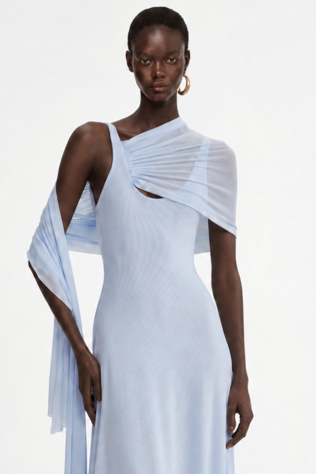Eibhlin Asymmetric Draped Maxi Dress - Blue