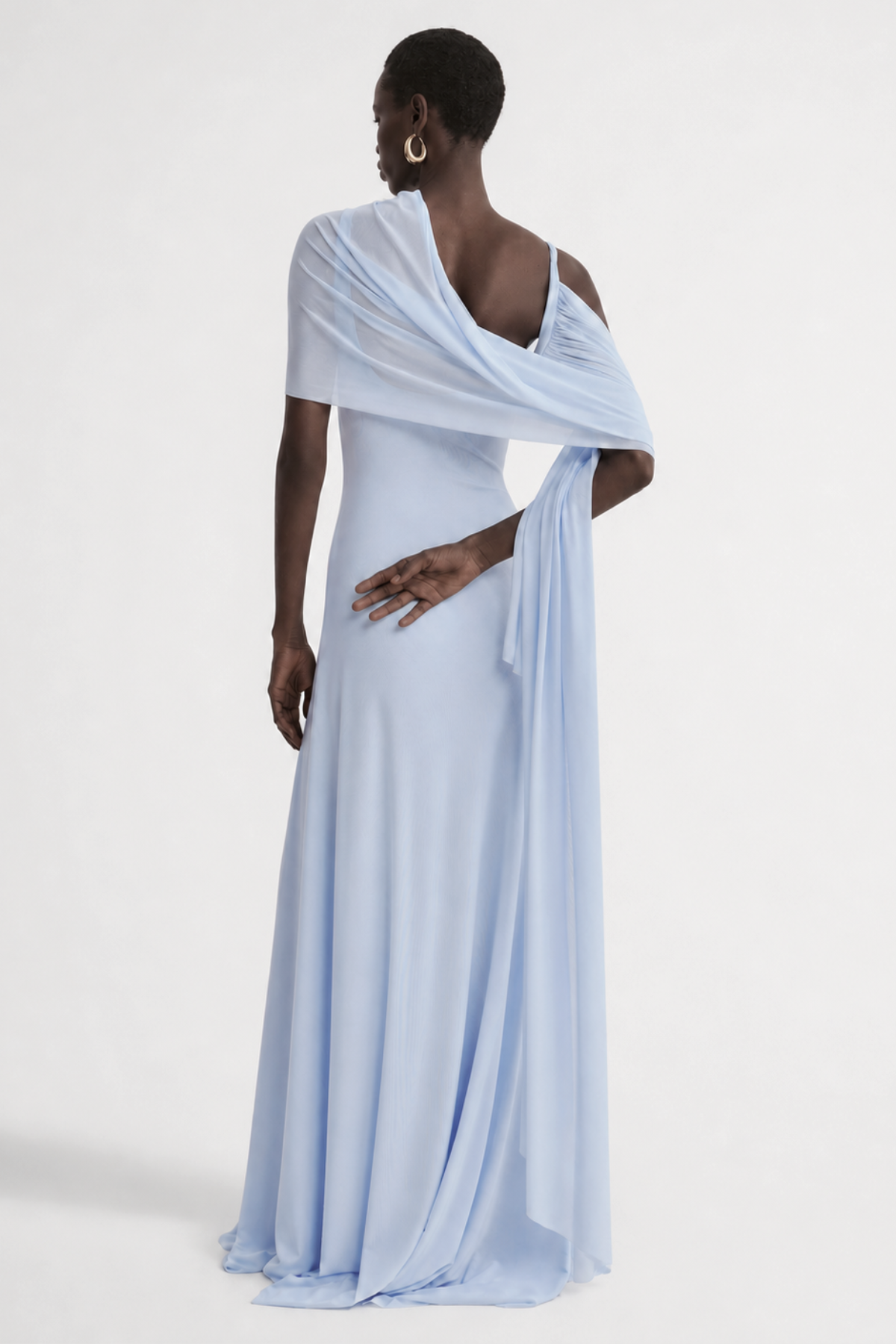 Eibhlin Asymmetric Draped Maxi Dress - Blue