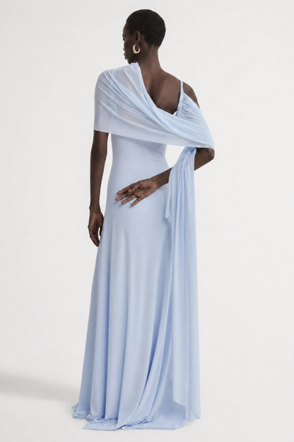 Eibhlin Asymmetric Draped Maxi Dress - Blue