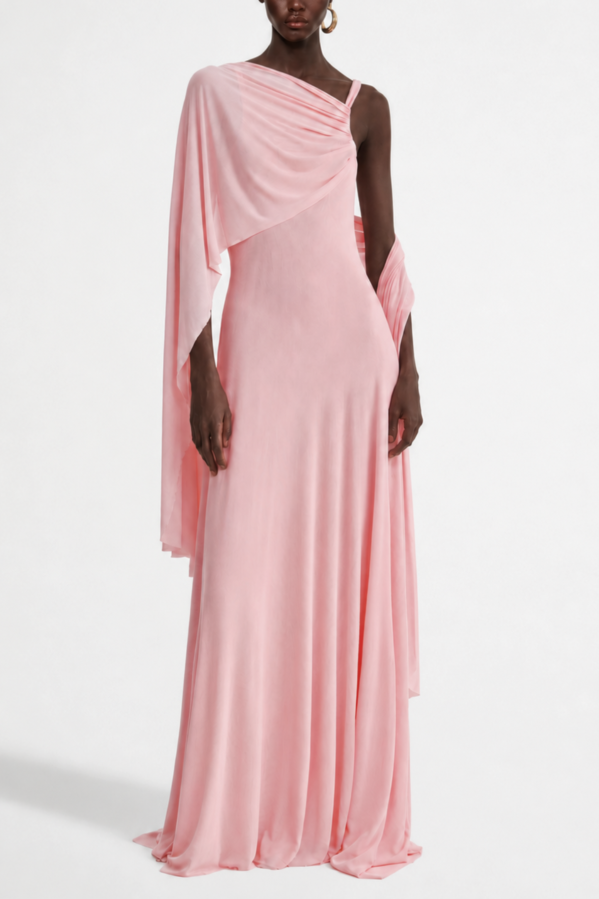 Eibhlin Asymmetric Draped Maxi Dress - Pink