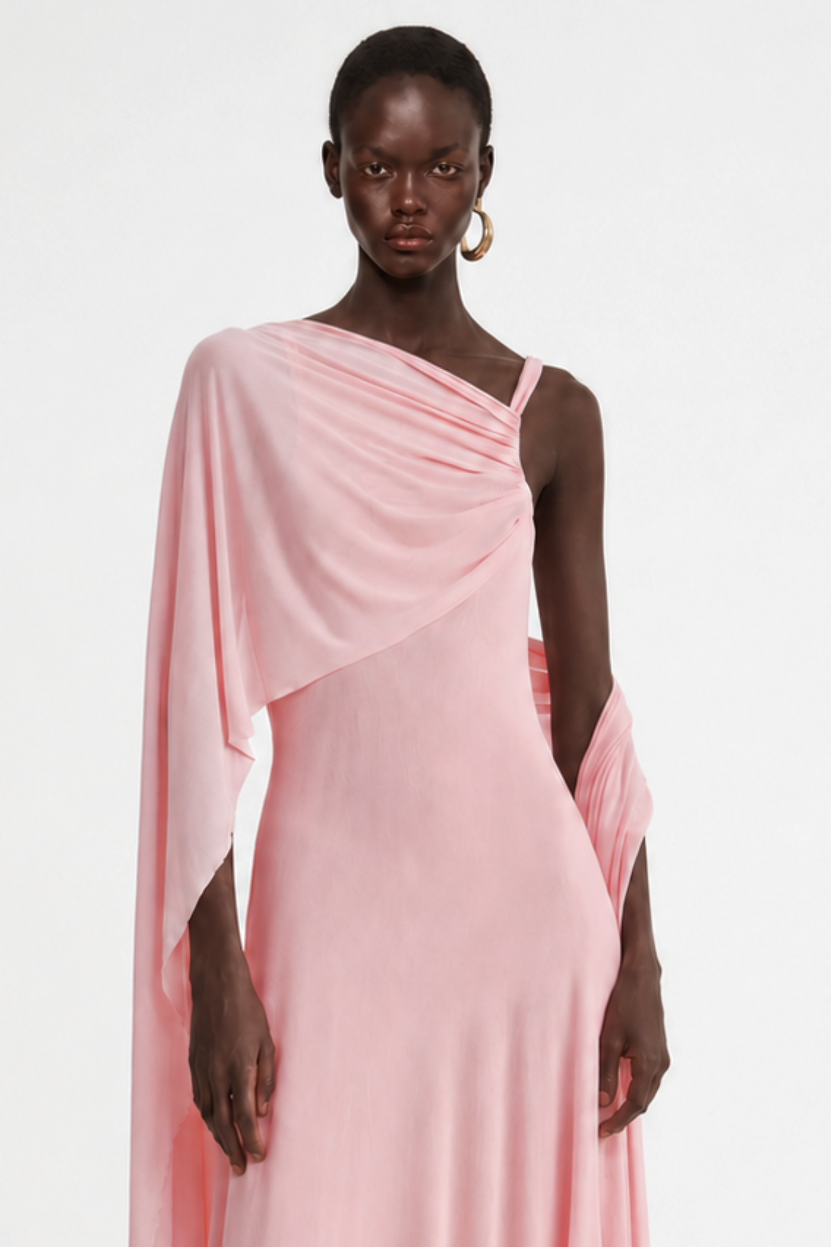 Eibhlin Asymmetric Draped Maxi Dress - Pink