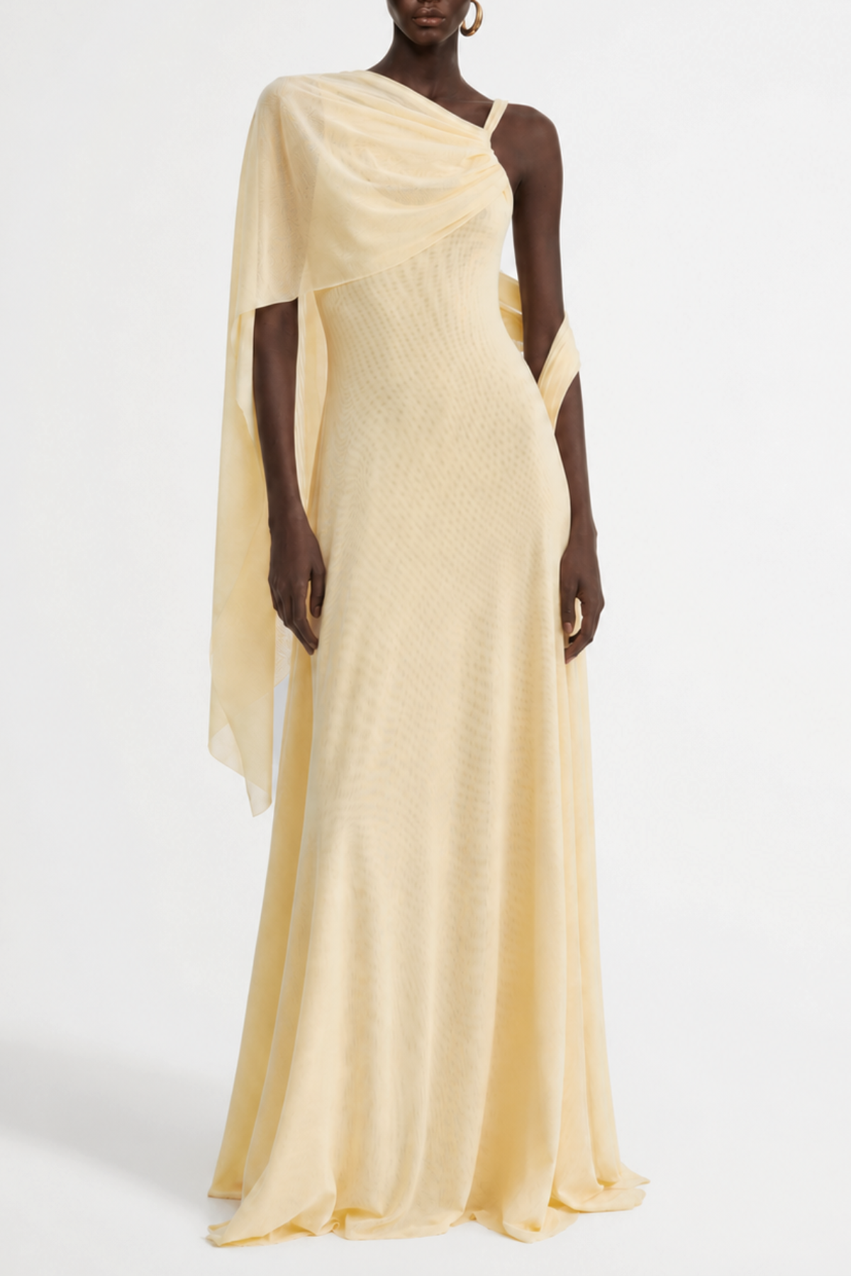 Eibhlin Asymmetric Draped Maxi Dress - Yellow