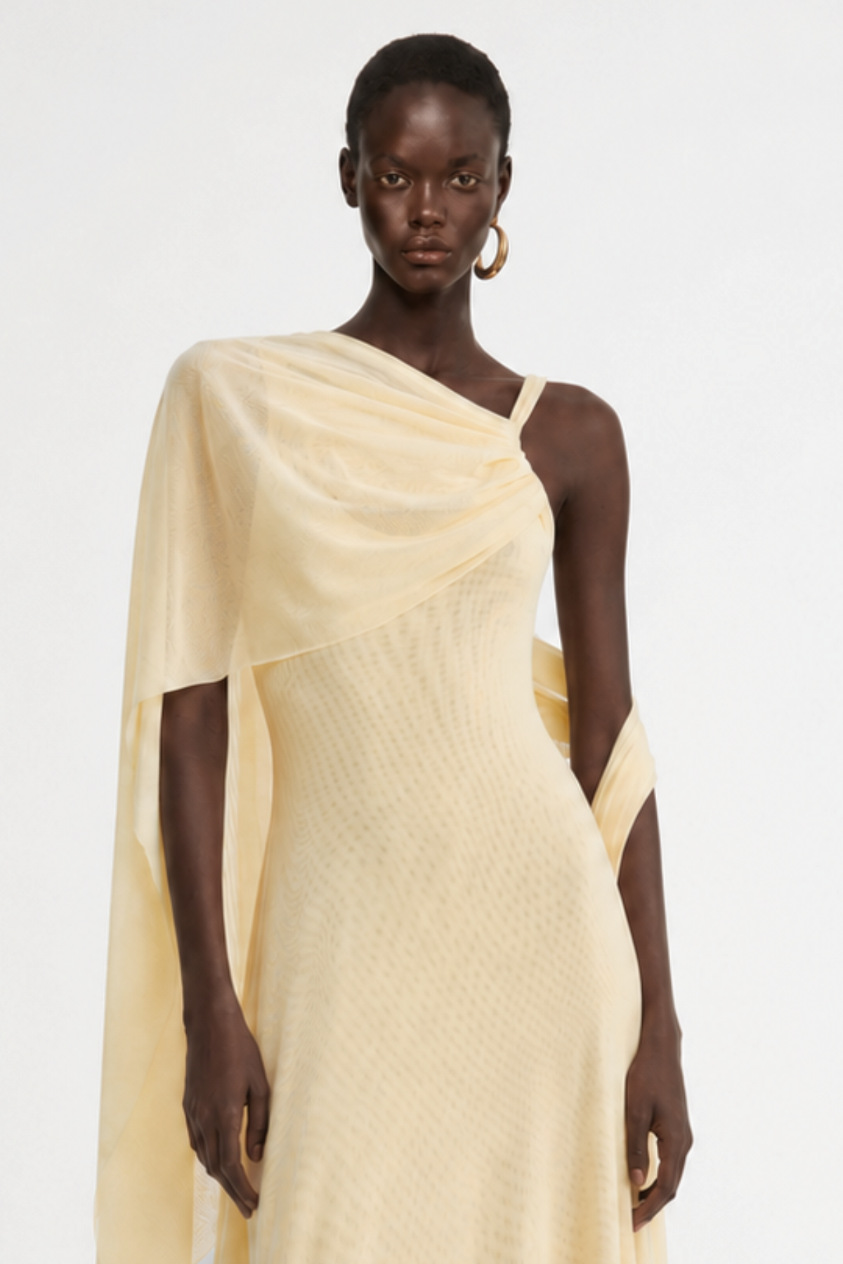 Eibhlin Asymmetric Draped Maxi Dress - Yellow