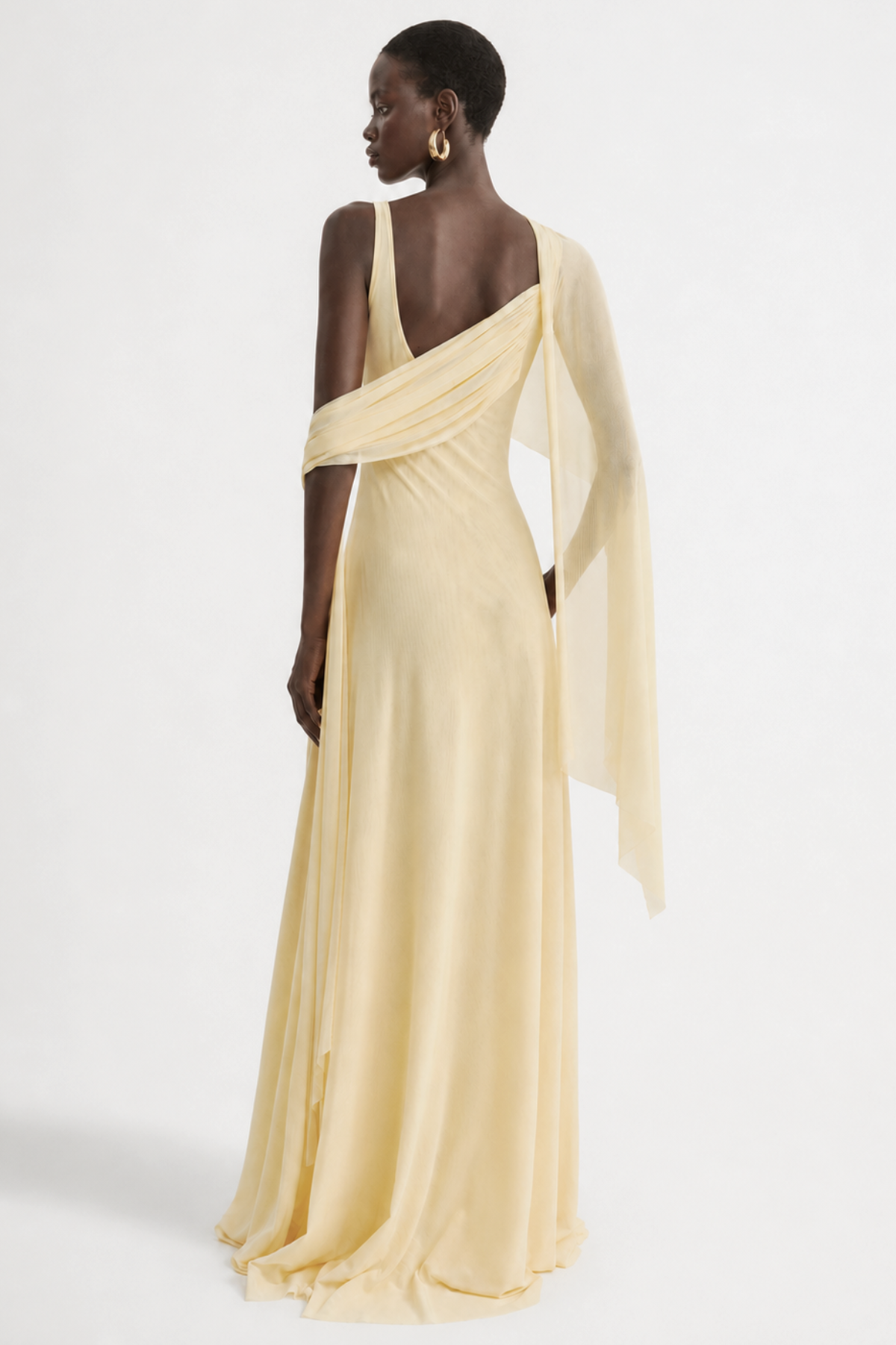 Eibhlin Asymmetric Draped Maxi Dress - Yellow