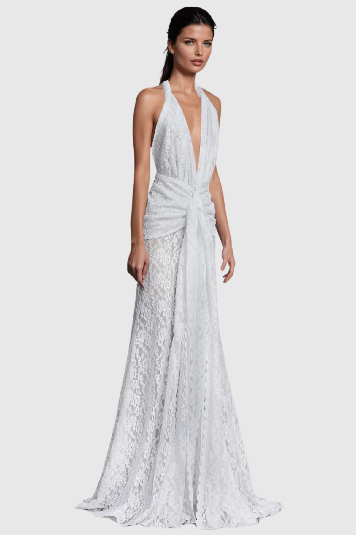Eilonwy Halter Lace Split Maxi Dress