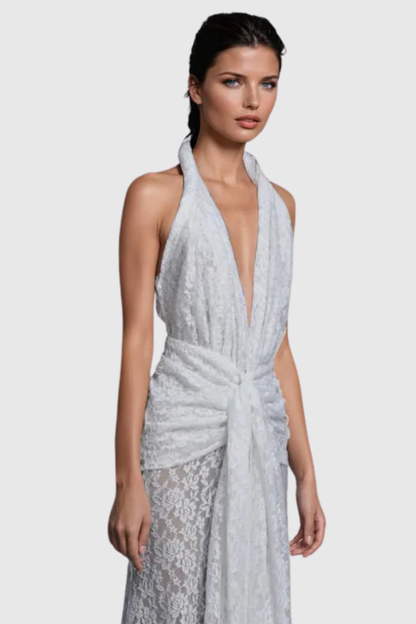Eilonwy Halter Lace Split Maxi Dress