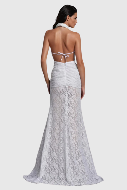 Eilonwy Halter Lace Split Maxi Dress