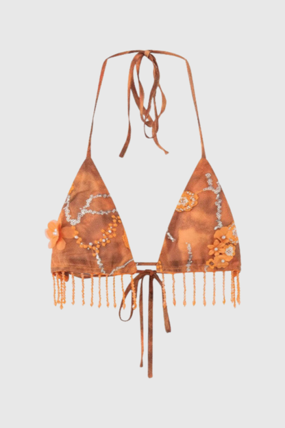Einlay Floral Beaded Tassel Bikini