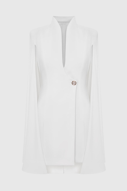 Kaydia Cape Sleeve Blazer - White