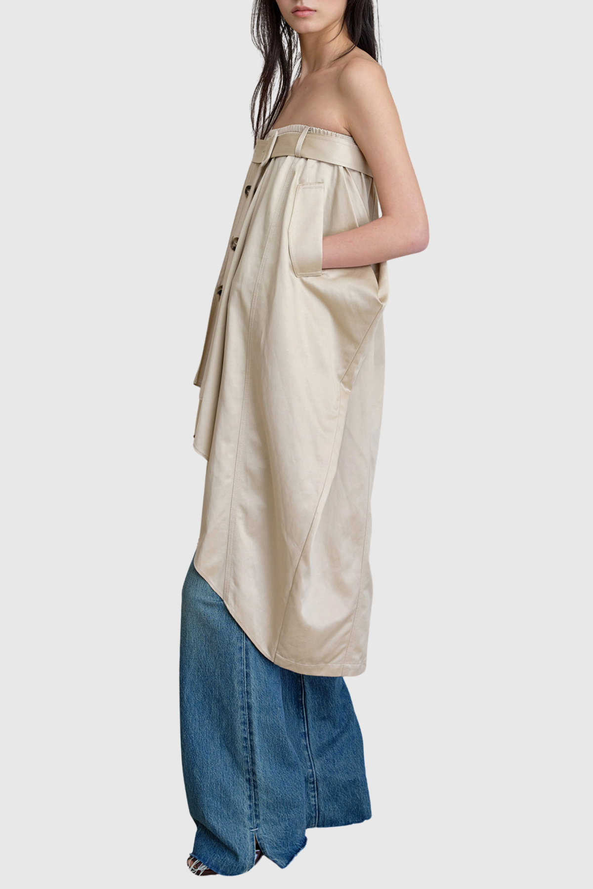 Eissa Strapless Belted Trench Mini Dress