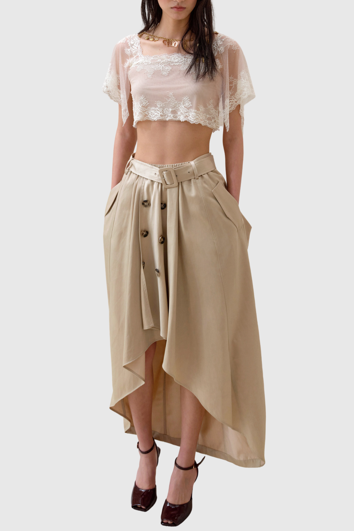 Eissa Strapless Belted Trench Mini Dress