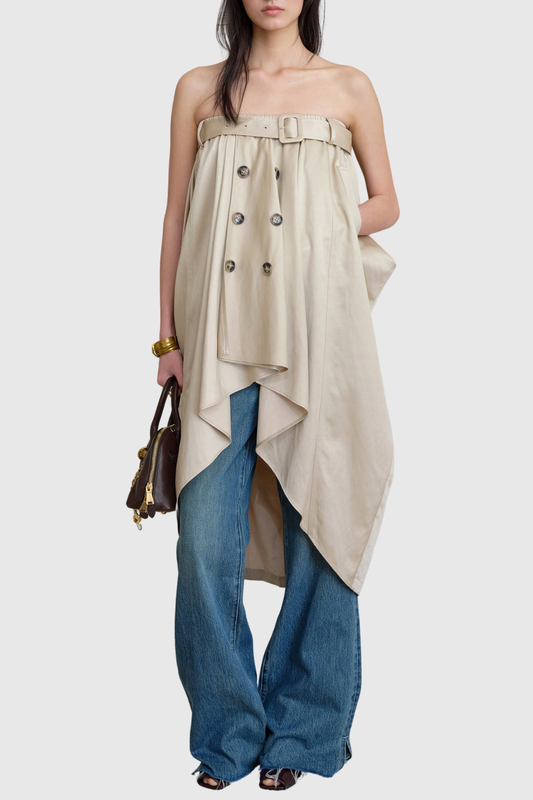 Eissa Strapless Belted Trench Mini Dress