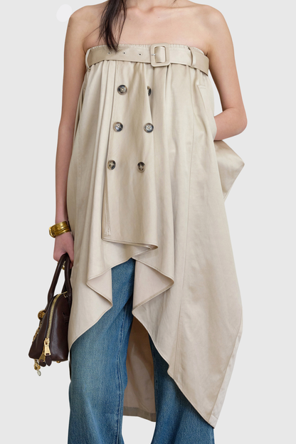 Eissa Strapless Belted Trench Mini Dress