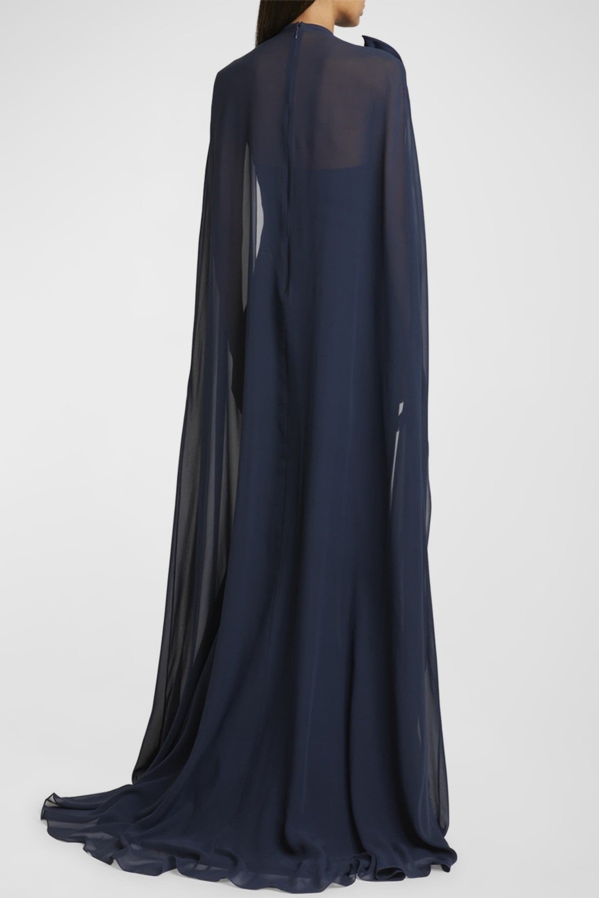 Ekateria Floral Appliqué Cape Sleeve Maxi Dress