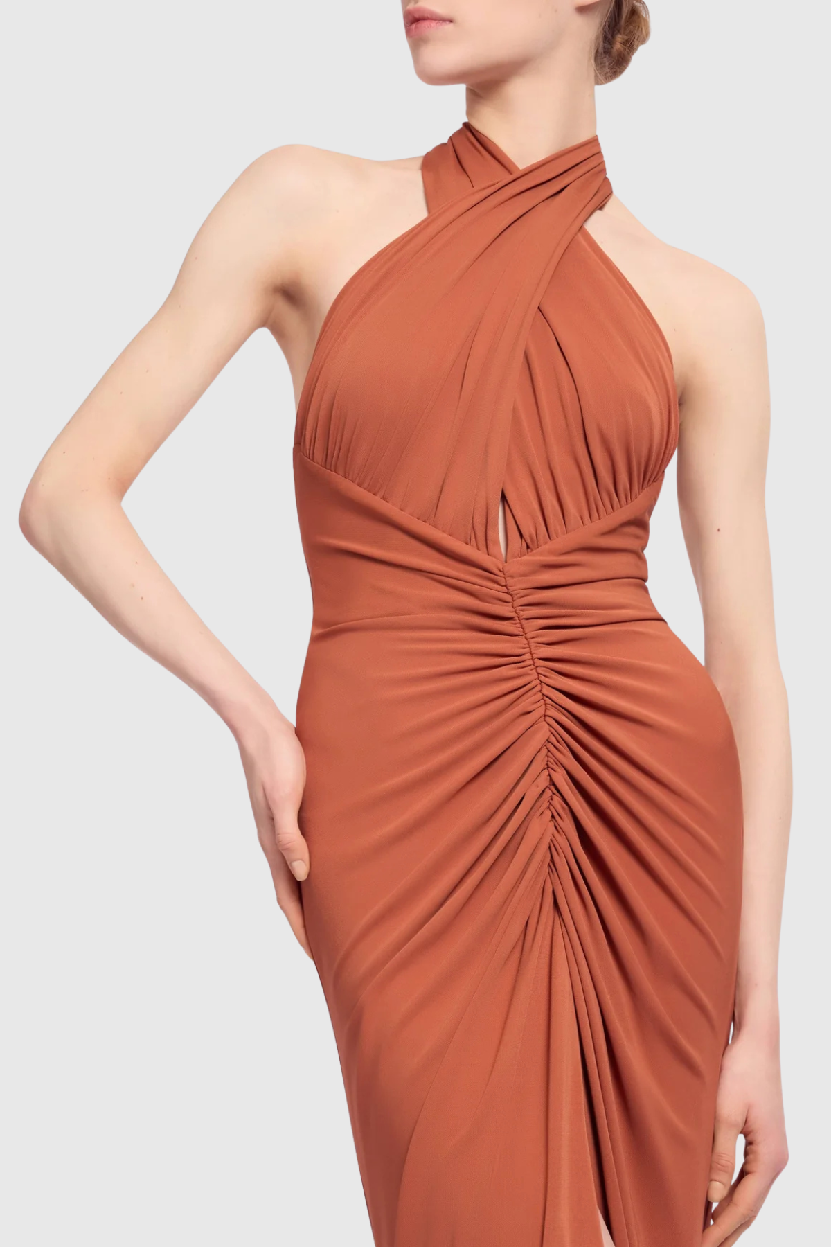 Eladia Halter Ruched Maxi Dress
