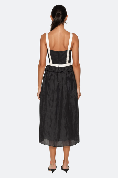 Eleanore V-neck Bow Midi Dress - Black
