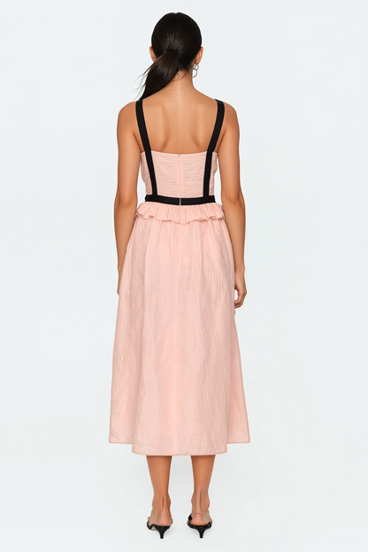 Eleanore V-neck Bow Midi Dress - Pink