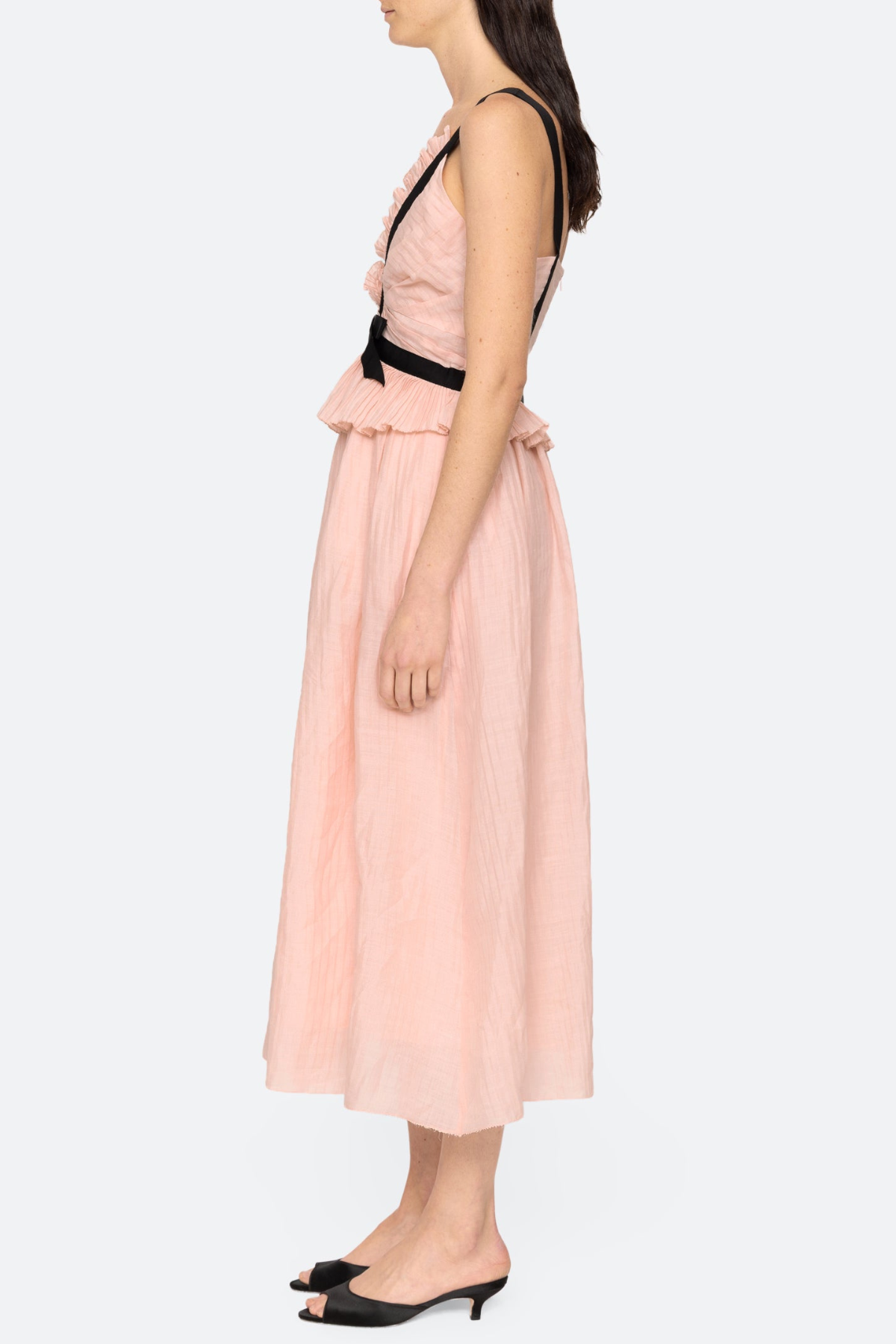 Eleanore V-neck Bow Midi Dress - Pink