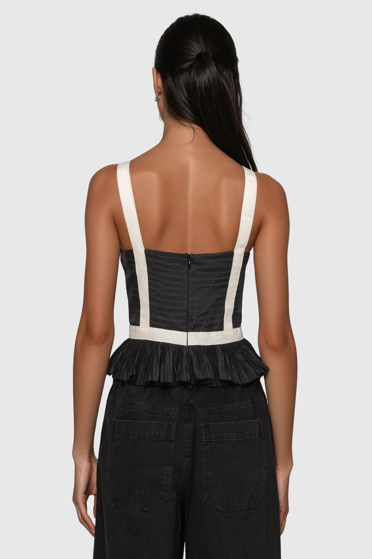 Eleanore V-neck Bow Top - Black