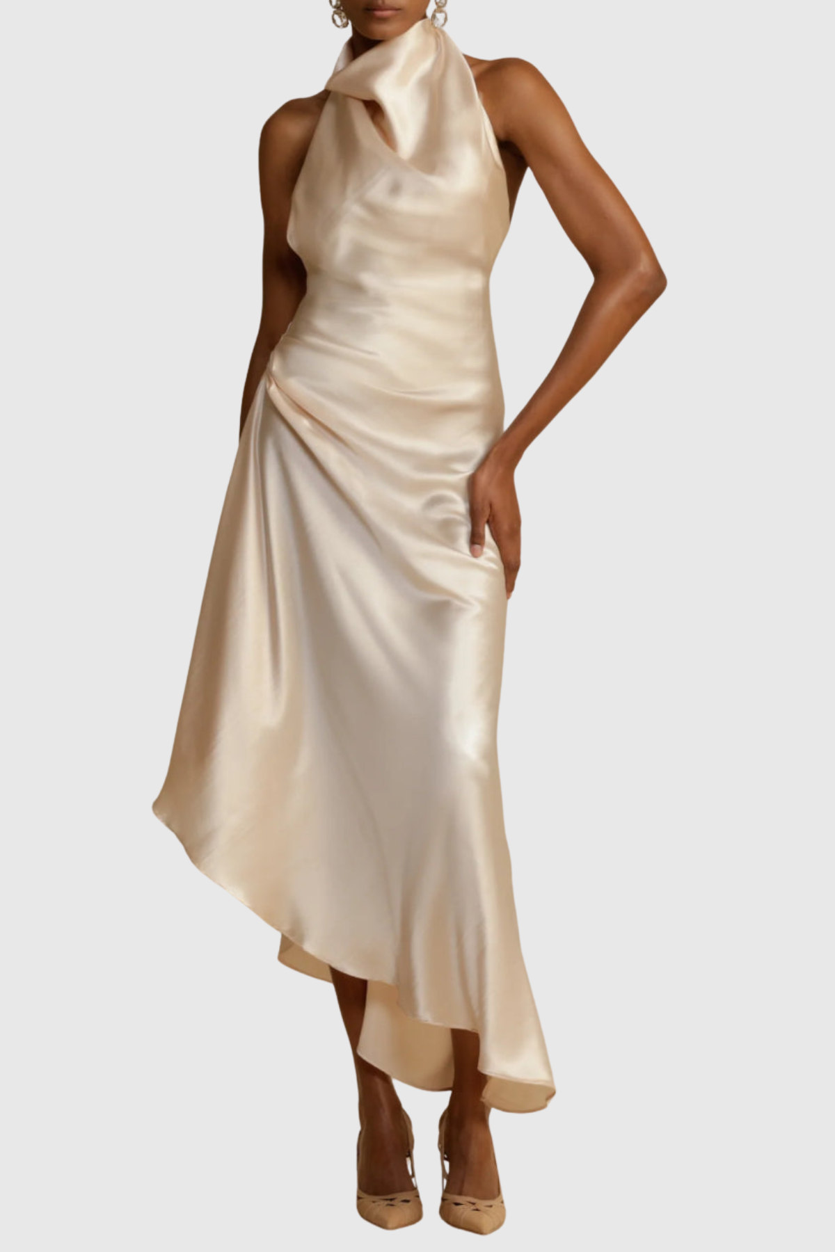 Eliana Halter Satin Midi Dress
