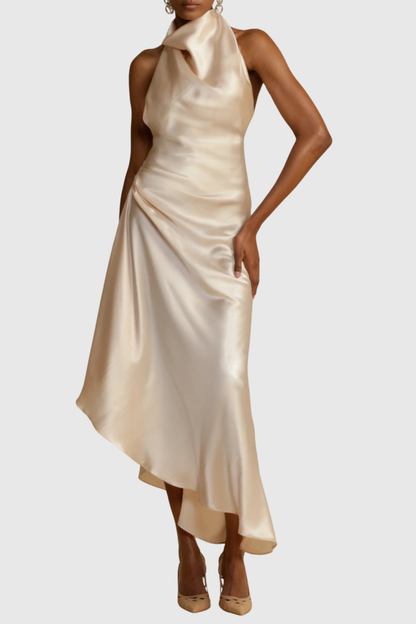 Eliana Halter Satin Midi Dress